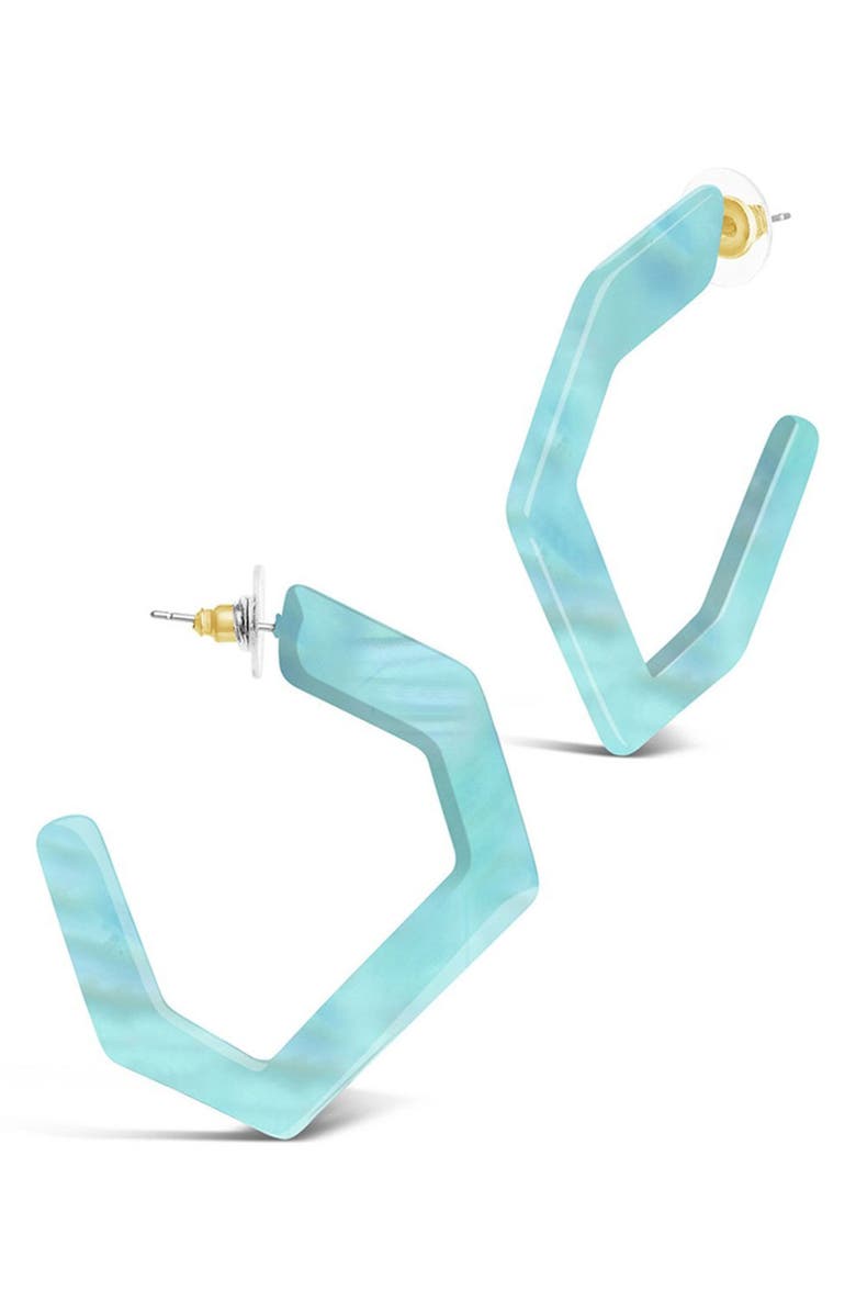 Sterling Forever Open Geometric Hoop Earrings, Main, color, Sea Glass