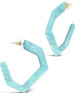 Sterling Forever Open Geometric Hoop Earrings