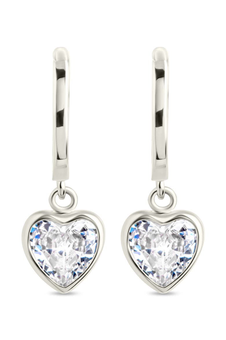 Lizzy Heart Drop Hoop Earrings, Alternate, color, SILVER