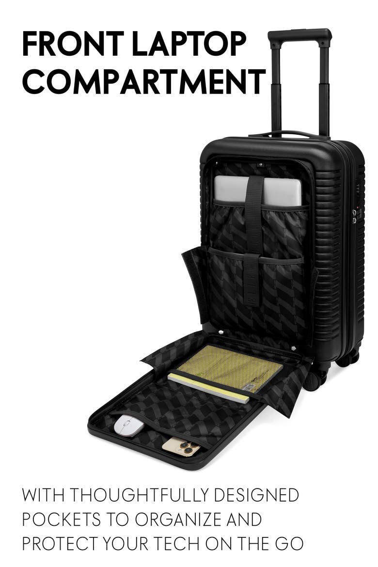 Escape Expandable Carry On Suitcase with Front Laptop Pocket, Alternate, color, Black