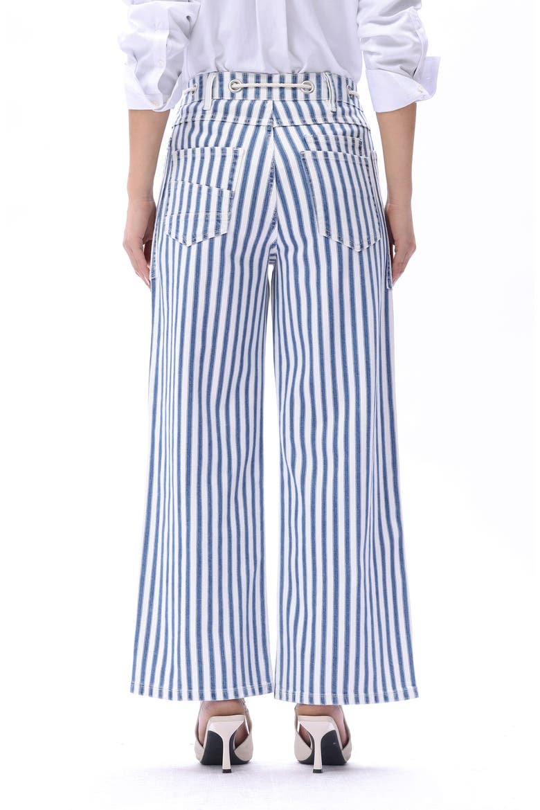 Tamsin Drawstring High Waist Wide Leg Jeans, Alternate, color, WHITE AND BLUE