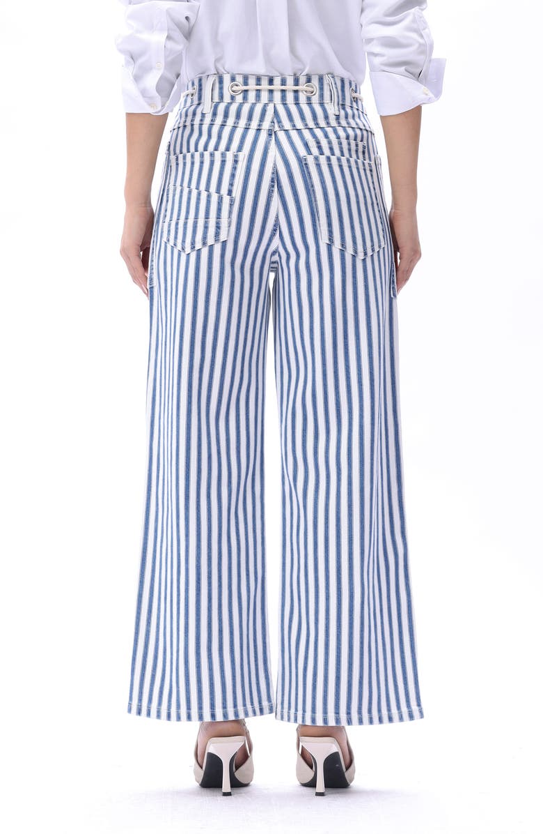 Bayeas Tamsin Drawstring High Waist Wide Leg Jeans, Alternate, color, White And Blue