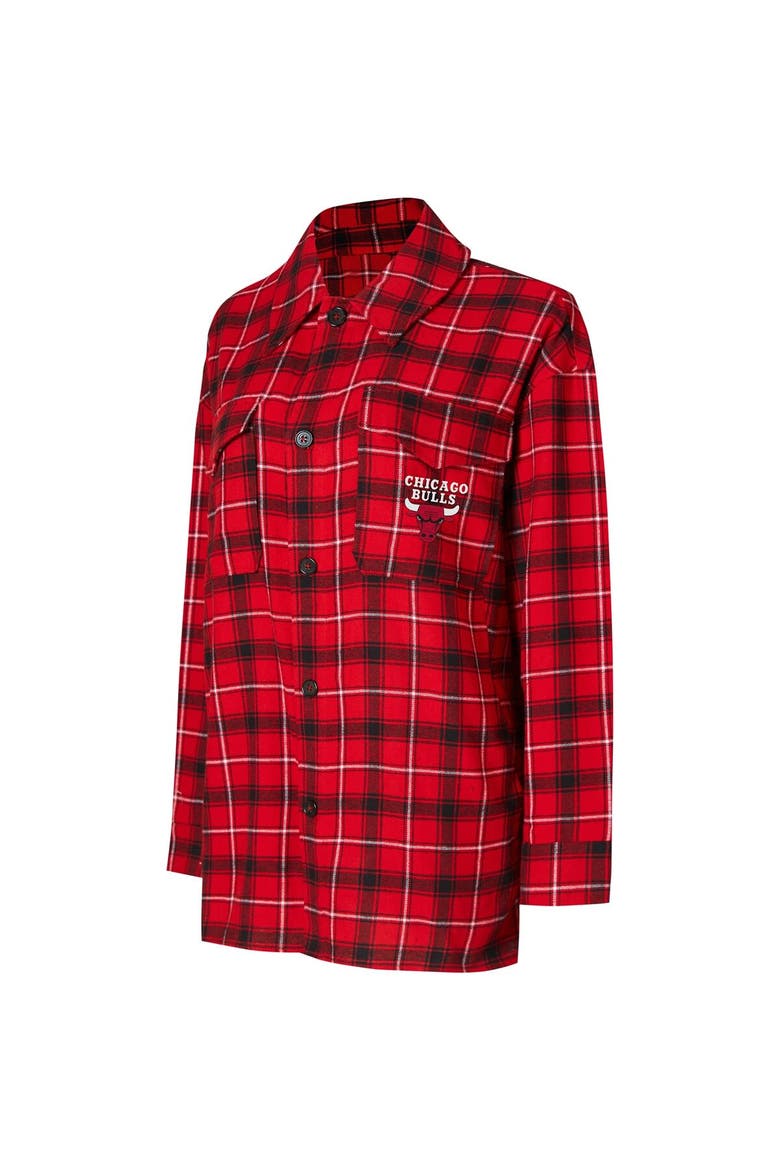 Women's College Concepts Red/Black Chicago Bulls Boyfriend Button-Up Nightshirt, Alternate, color, Red