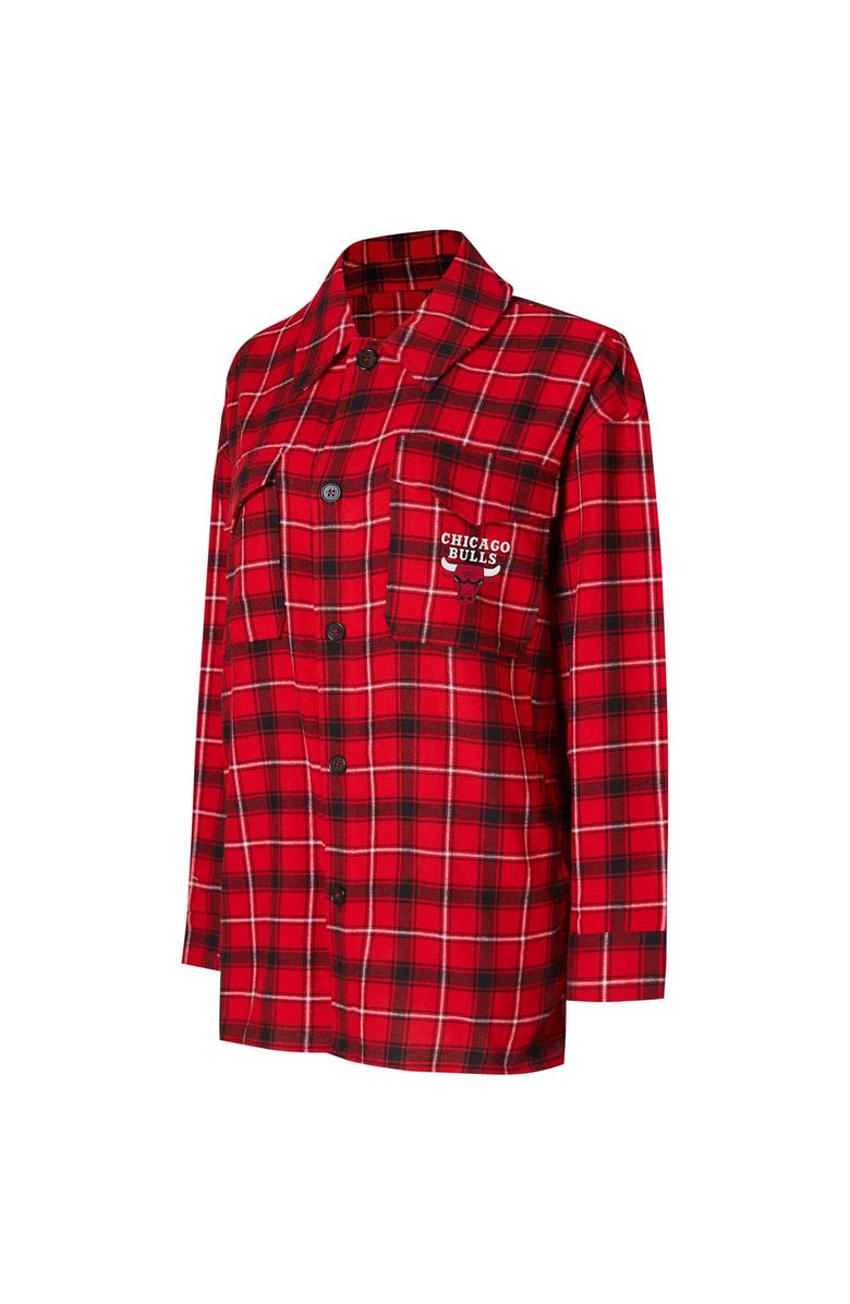 College Concepts Women's College Concepts Red/Black Chicago Bulls Boyfriend Button-Up Nightshirt, Alternate, color, Red