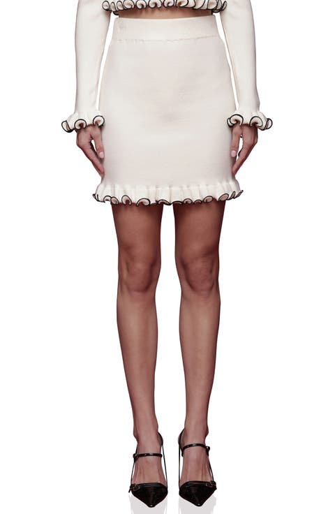 Ruffle Hem Knit Miniskirt