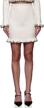 Avec Les Filles Ruffle Hem Knit Miniskirt