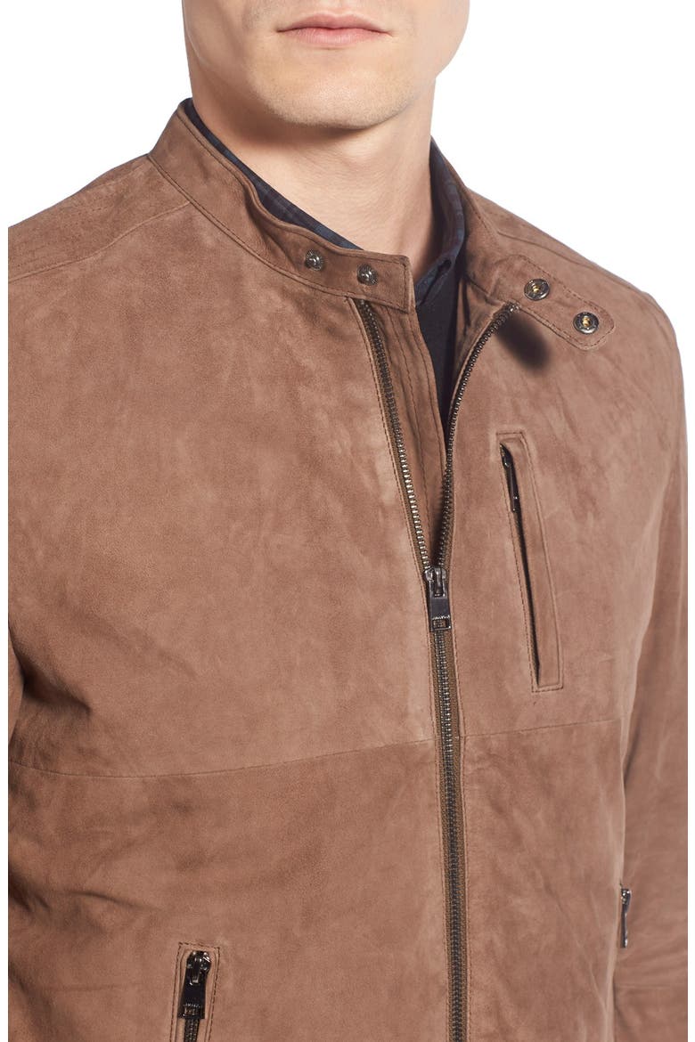 Suede Bomber Jacket, Alternate, color, STONE BROWN