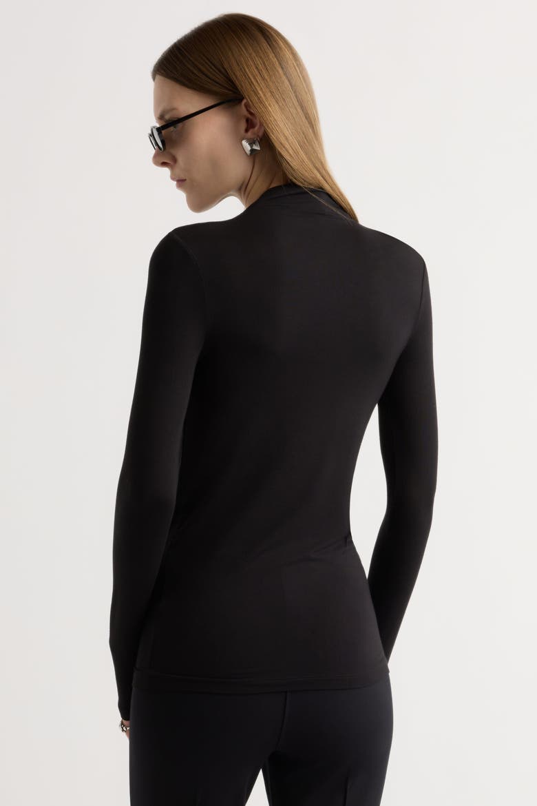 Ava Mock-neck Long-sleeve Tee, Alternate, color, Black