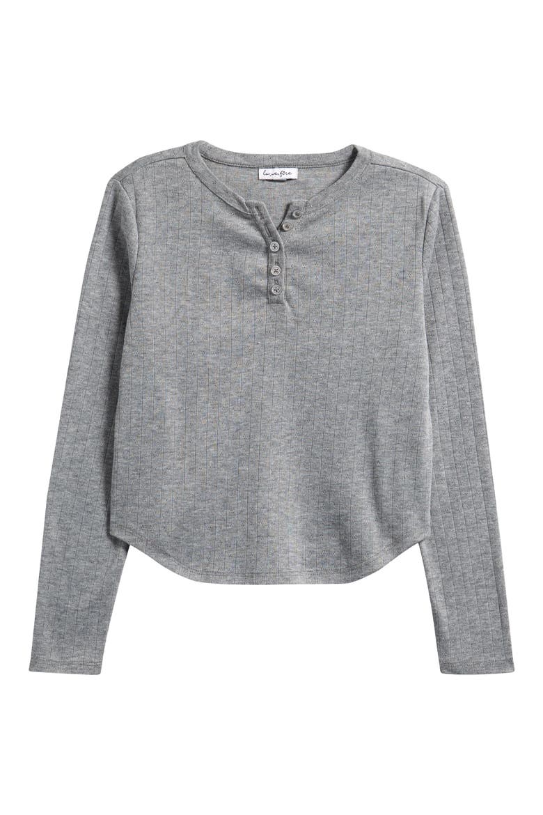 Kids' Long Sleeve Henley, Main, color, HEATHER GREY