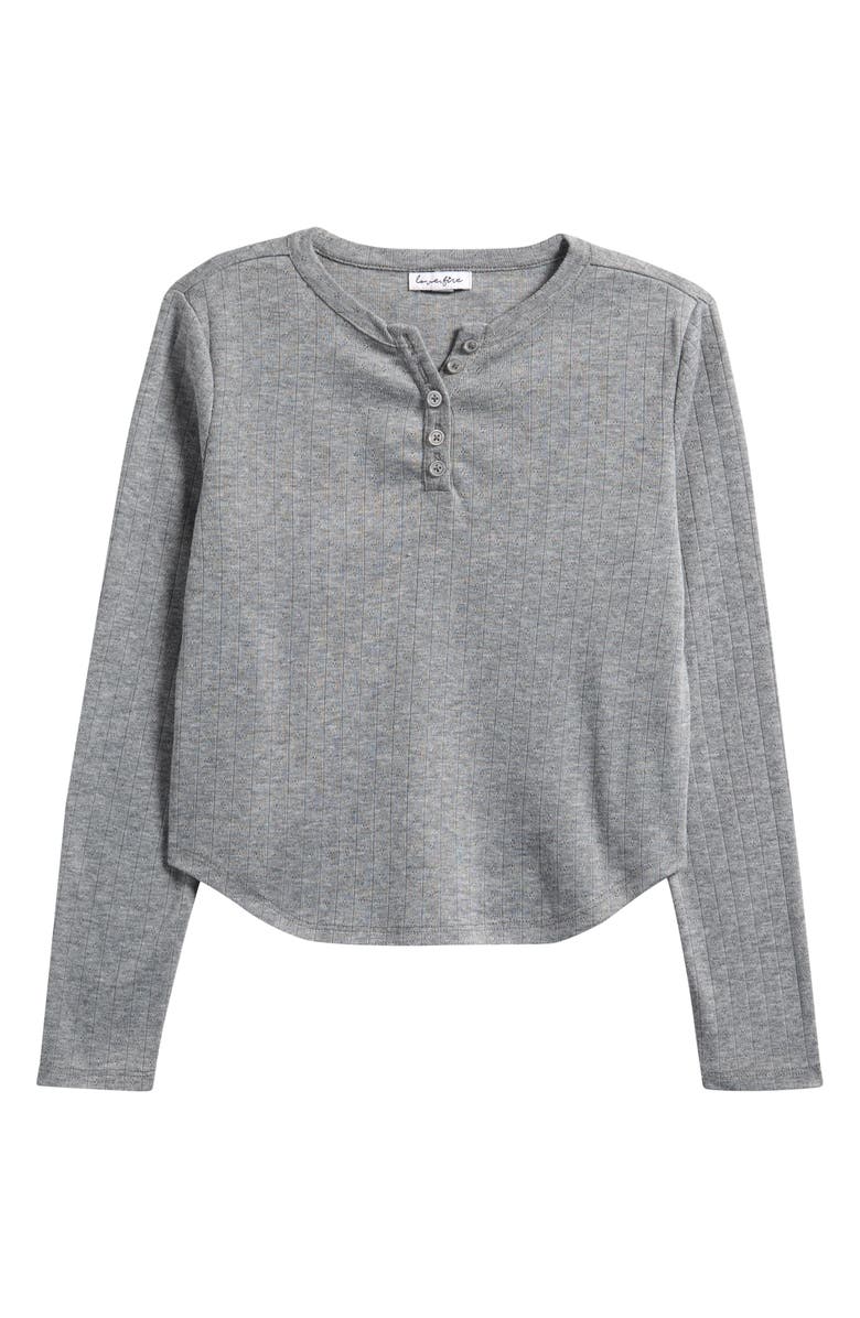 Love, Fire Kids' Long Sleeve Henley, Main, color, Heather Grey