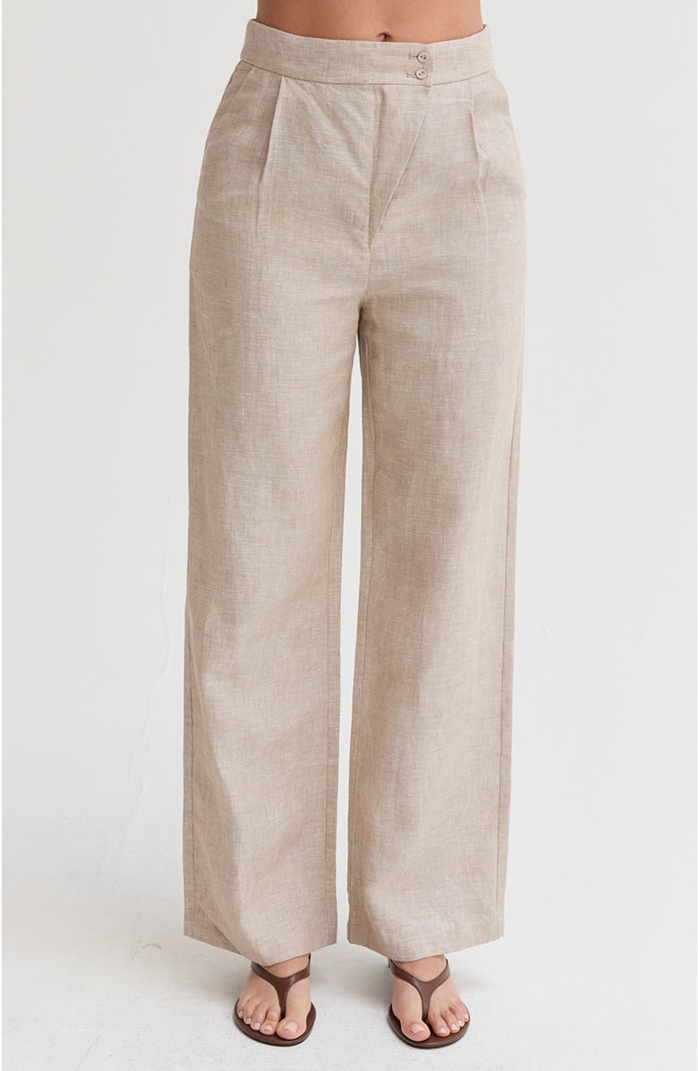 CRESCENT Linen Wide Leg Pants, Main, color, Oatmeal