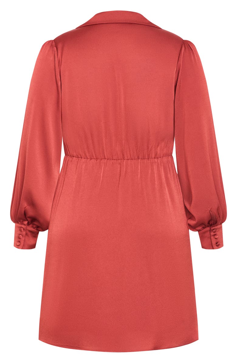 City Chic Genevieve Long Sleeve Faux Wrap Midi Dress, Alternate, color, Toffee