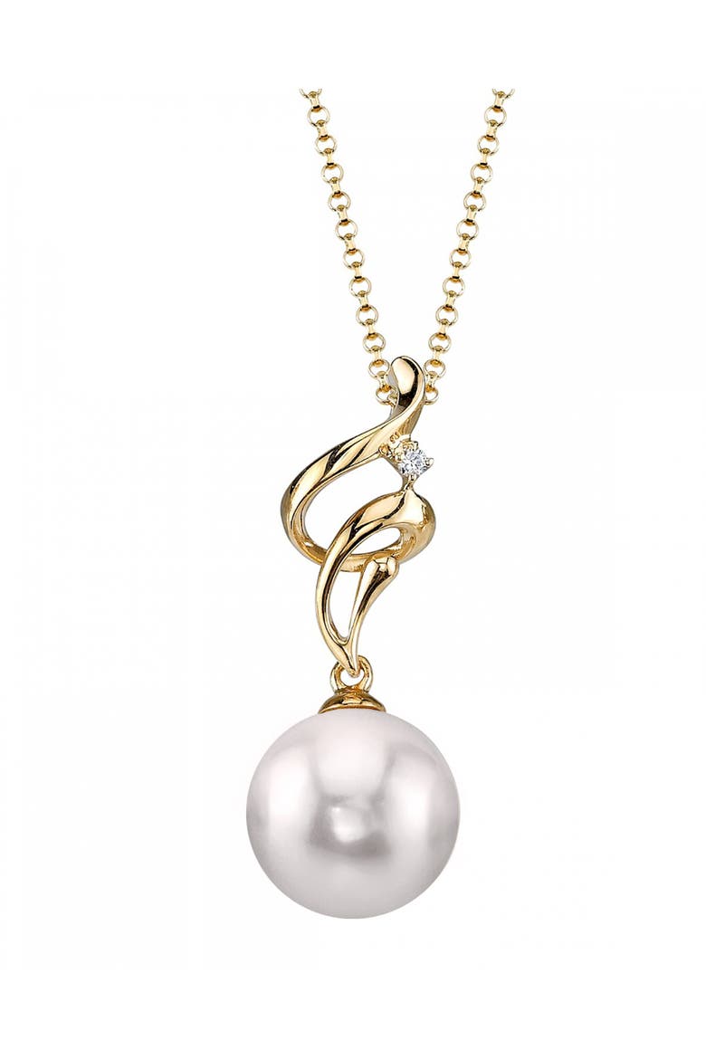 Akoya Pearl & Diamond Aria Pendant, Main, color, Yellow Gold