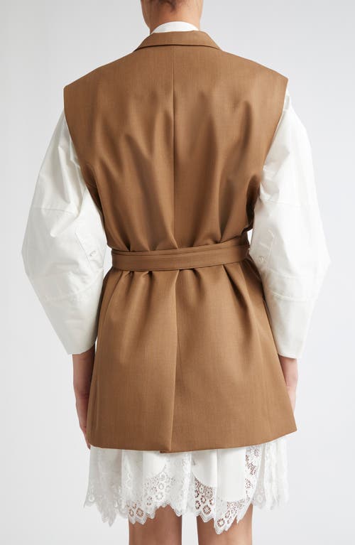 Monse Criss Cross Belted Wool Jacket In Tan
