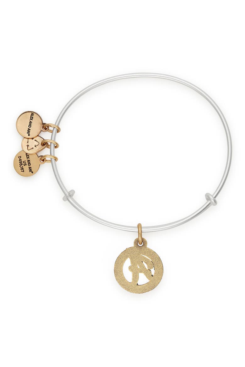Two-Tone Initial Charm Expandable Bracelet, Alternate, color, TWO-TONE-A
