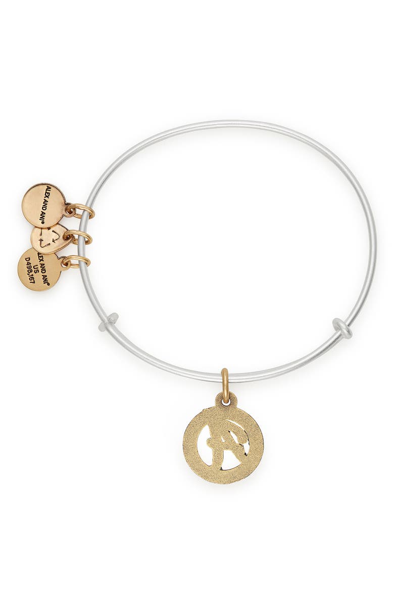Alex and Ani Two-Tone Initial Charm Expandable Bracelet, Alternate, color, 