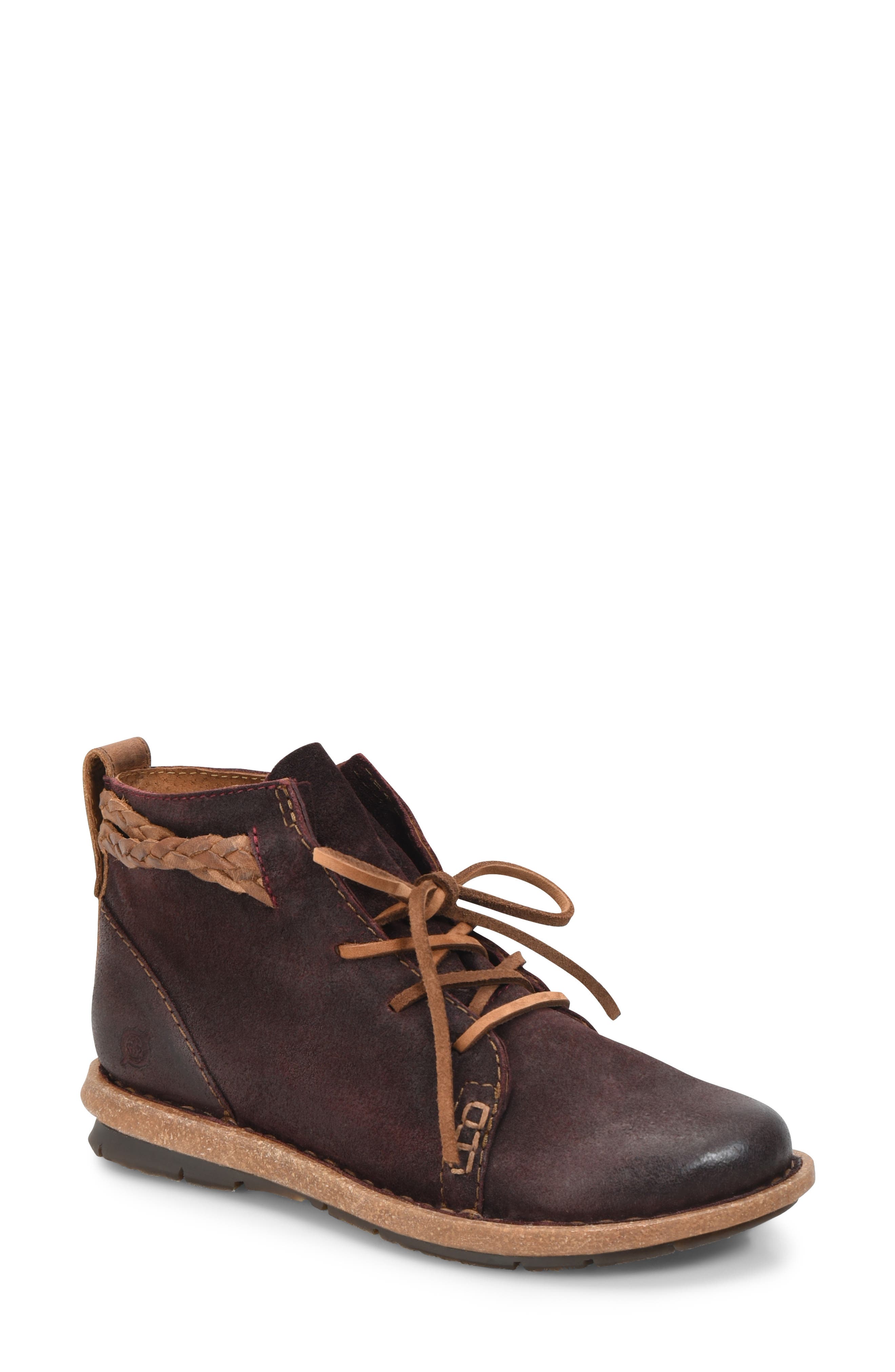 Temple Bootie, Main, color, BURGUNDY DISTRESSED LEATHER