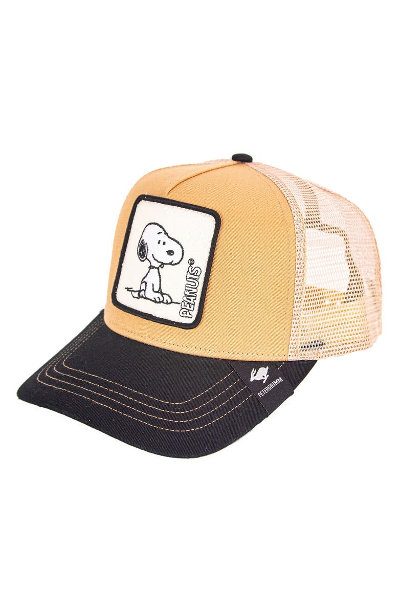 PETER GRIMM Snoopy Trucker Hat, Main, color, Tan