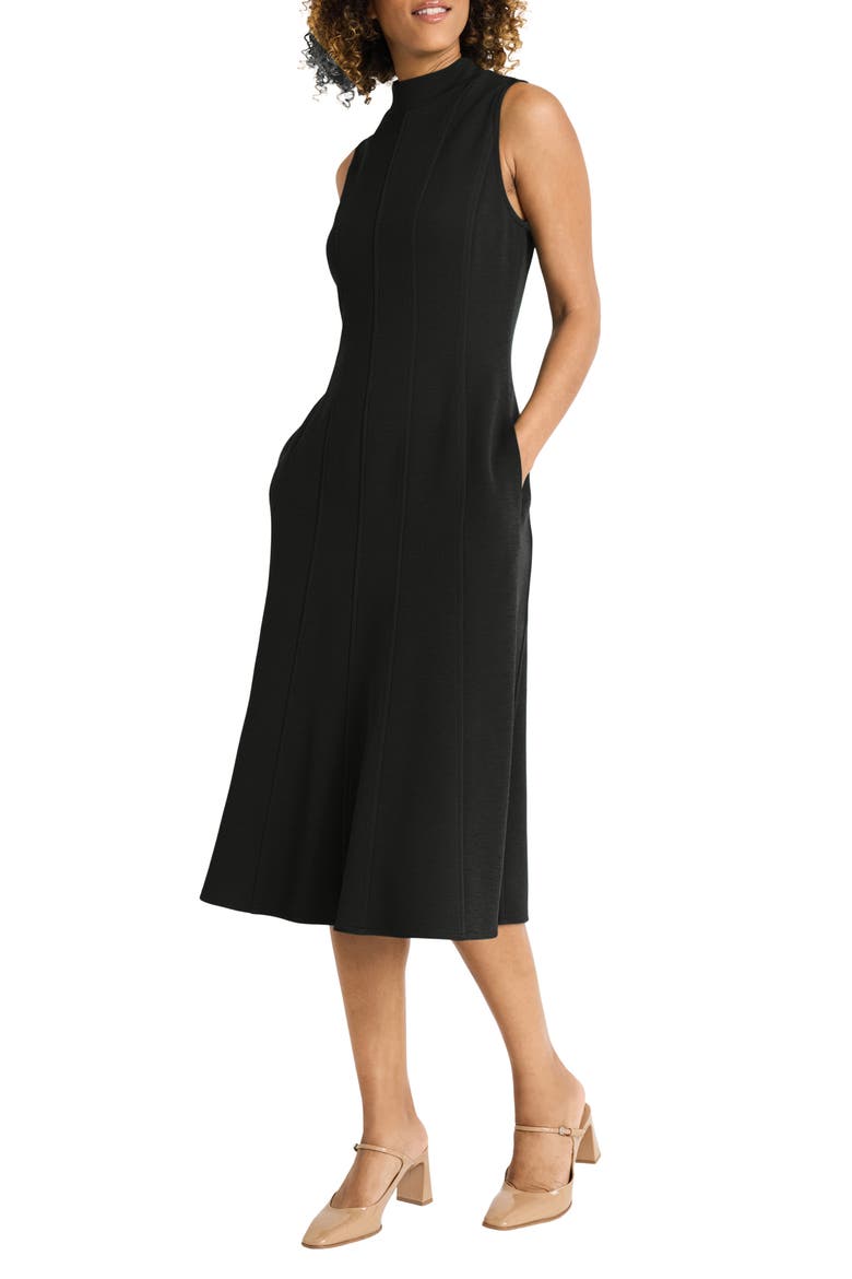 Mock Neck Sleeveless Knit Dress, Alternate, color, BLACK