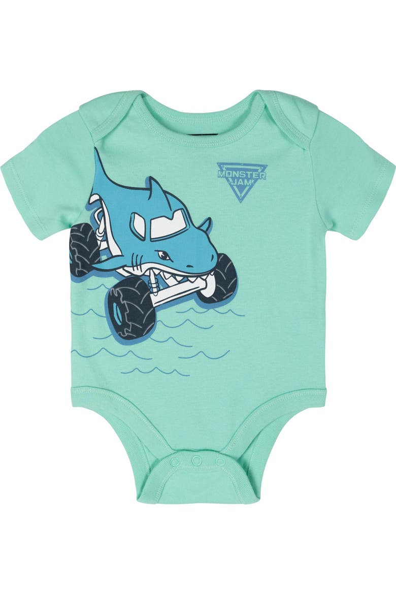 5-Pack Short Sleeve Bodysuits, Alternate, color, Monster Jam Multi