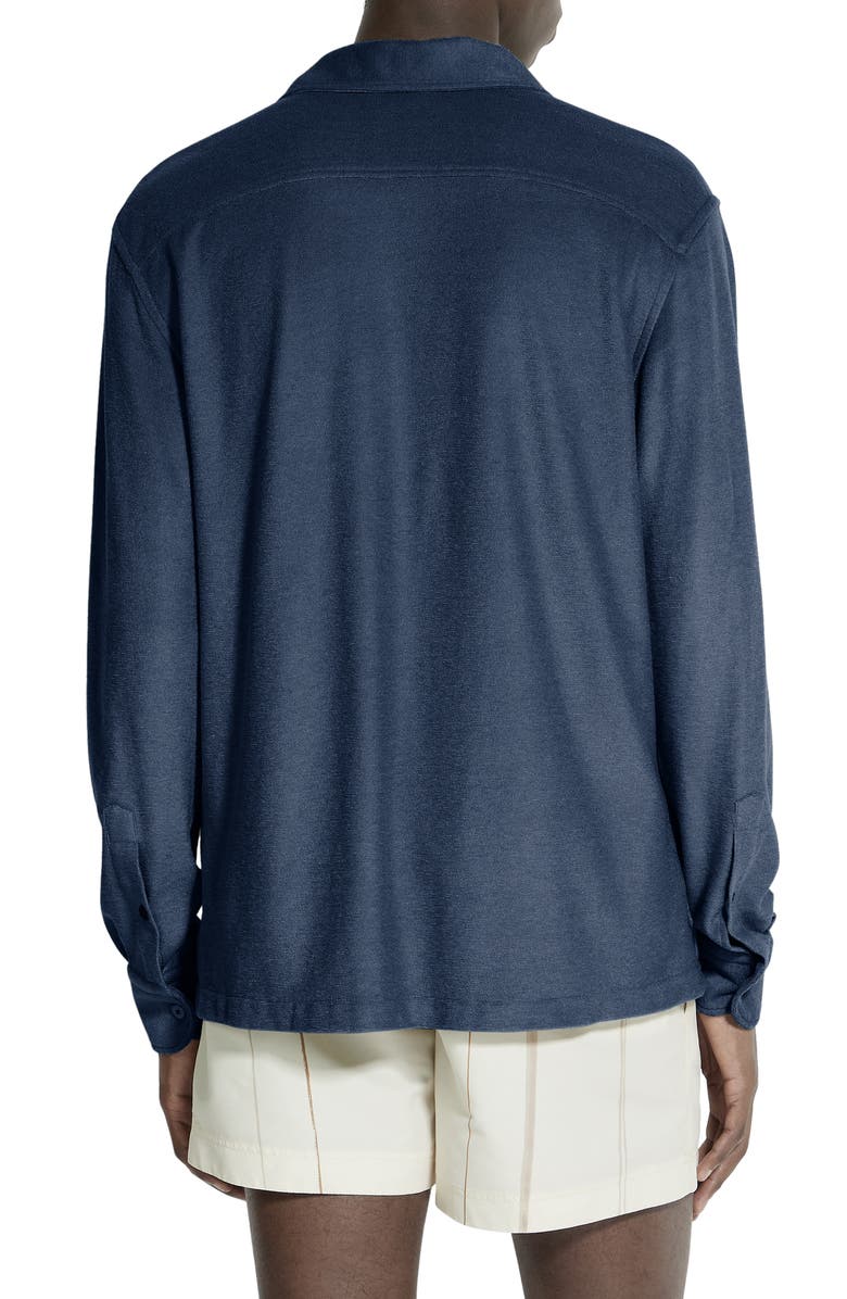 ZEGNA Sponge Cotton & Silk Knit Button-Up Shirt, Alternate, color, 