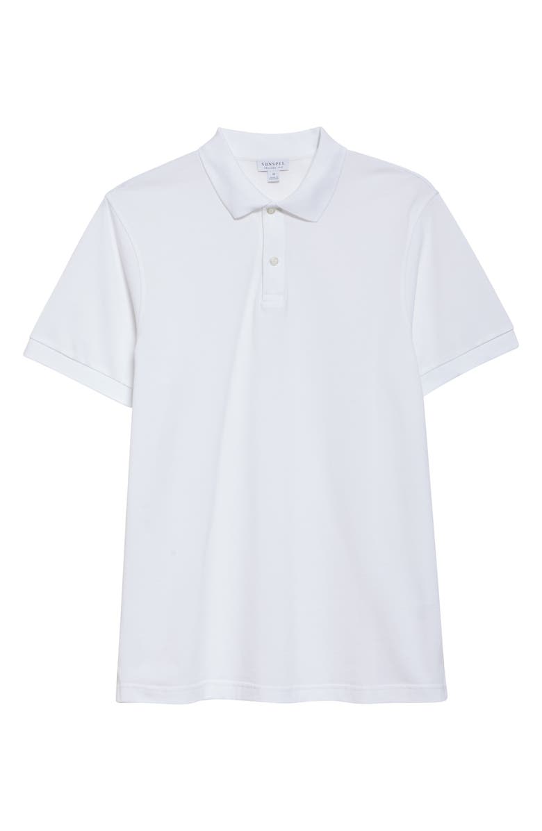 Sunspel Cotton Piqué Polo, Alternate, color, White