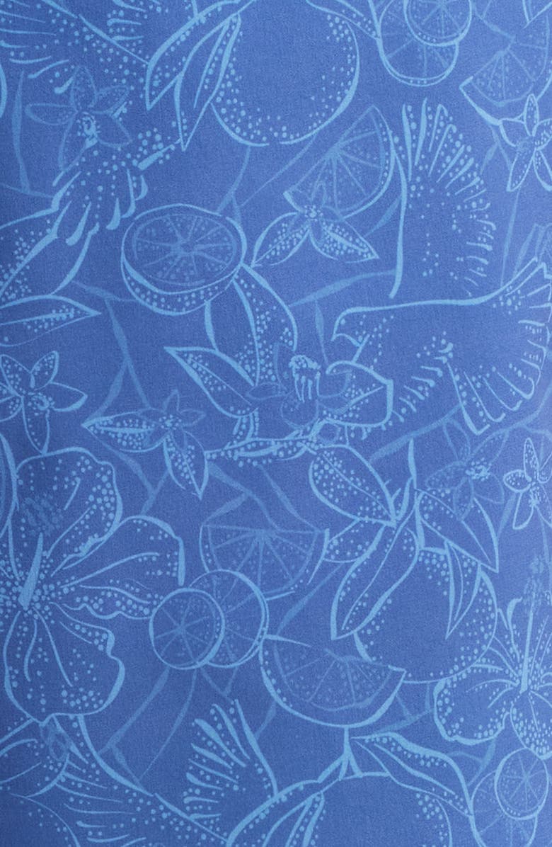 Peter Millar Palmoa Fruit & Bird Print Swim Trunks, Alternate, color, Ocean Blue