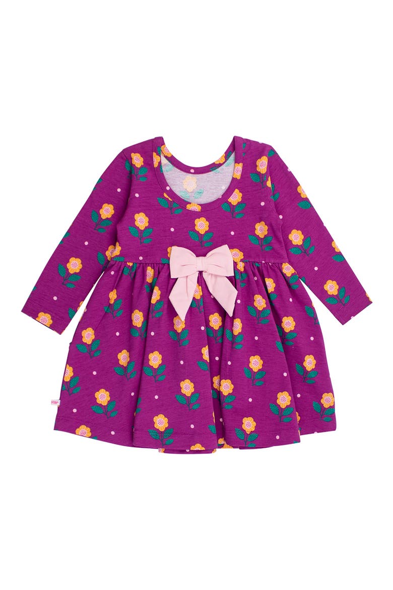 Sunflower Meadow Long Sleeve Stretch Cotton Dress, Main, color, PURPLE