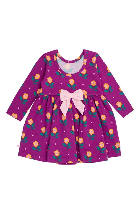 Sunflower Meadow Long Sleeve Stretch Cotton Dress (Baby)