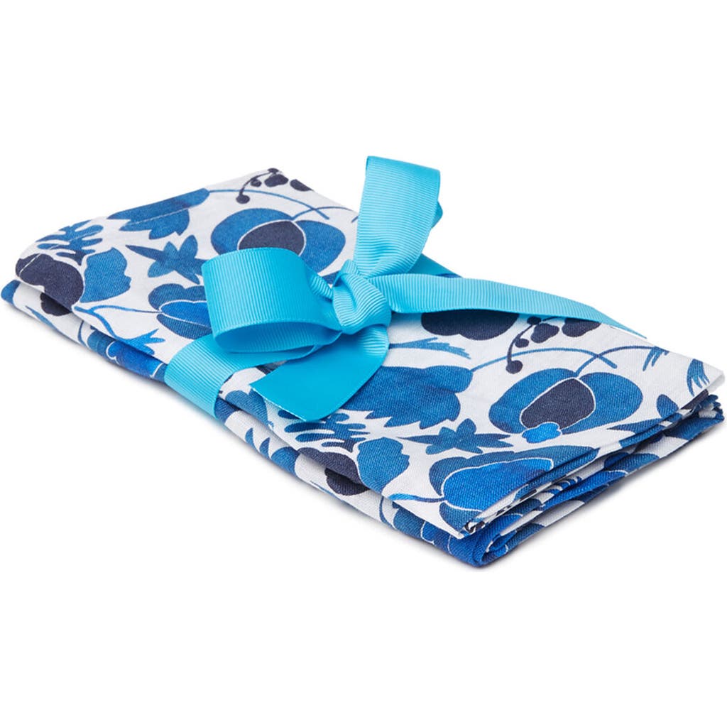 La Doublej Large Napkins Set Of 2 (45x45) In Wildbird Small Blue