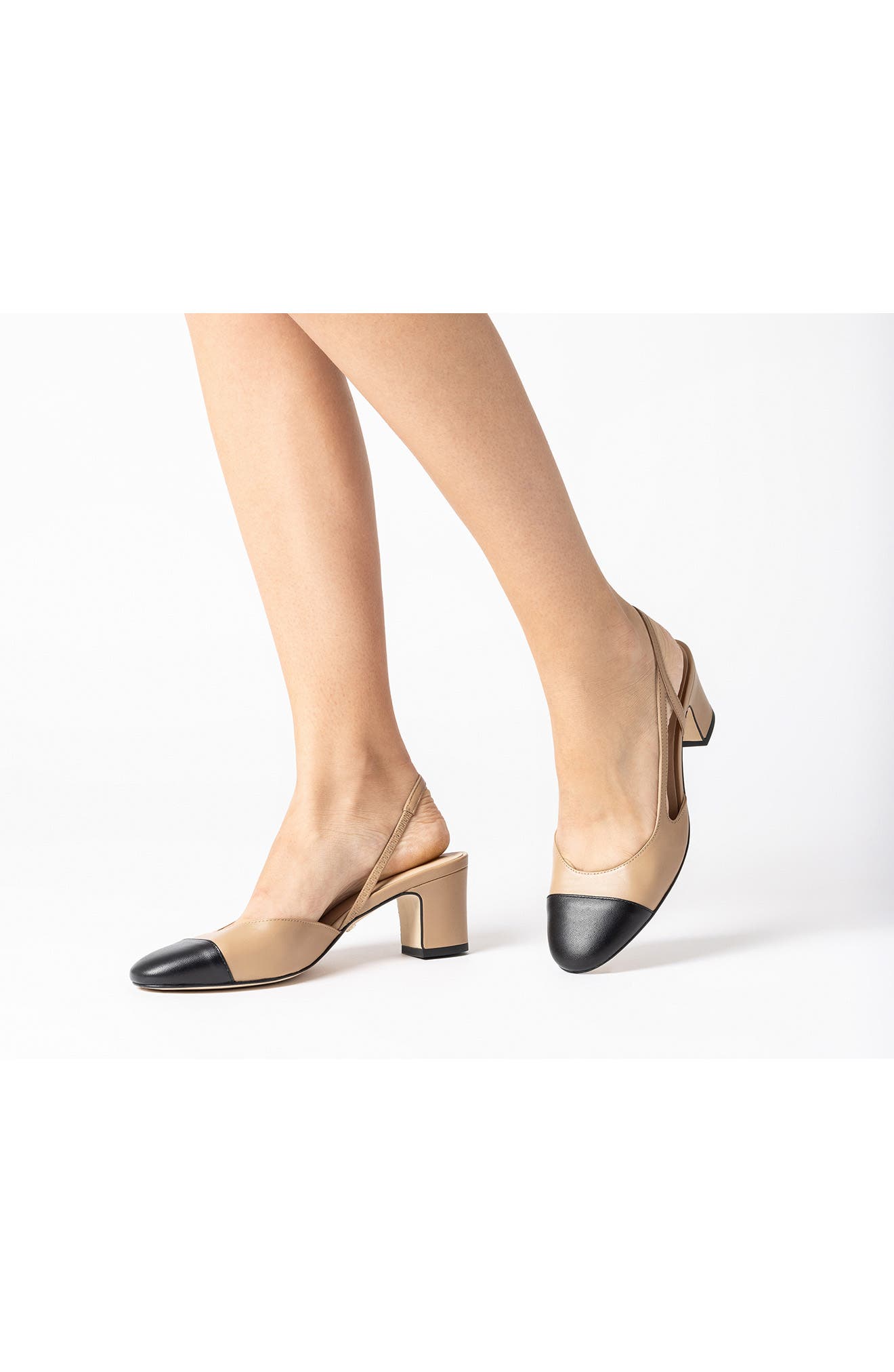 Jon Josef Daniela Block Heel Slingback Pump, Alternate, color, Black Tan Combo