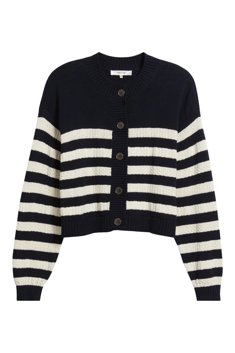 The Variation Stripe Cotton Cardigan, Alternate, color, NAVY MULTI