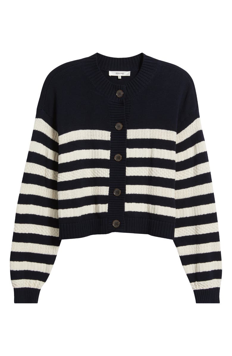 FRAME The Variation Stripe Cotton Cardigan, Alternate, color, Navy Multi