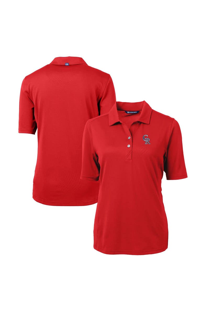 Cutter & Buck Women's Cutter & Buck Red Colorado Rockies Americana Logo DryTec Virtue Eco Pique Recycled Polo, Main, color, 