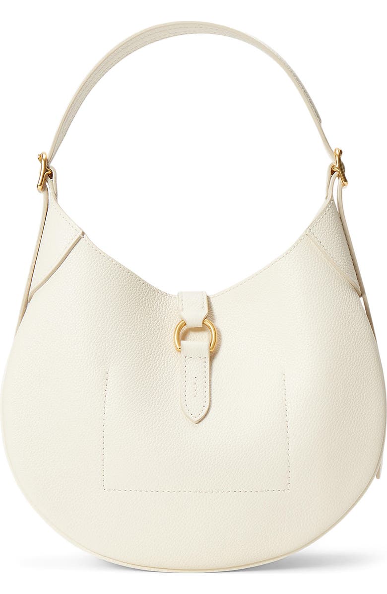 Polo Ralph Lauren Small Polo ID Grain Leather Shoulder Bag, Alternate, color, Ivory