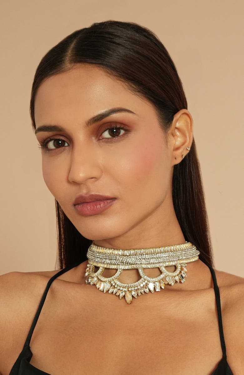 Deepa Gurnani Derinda Crystal Choker Necklace, Main, color,