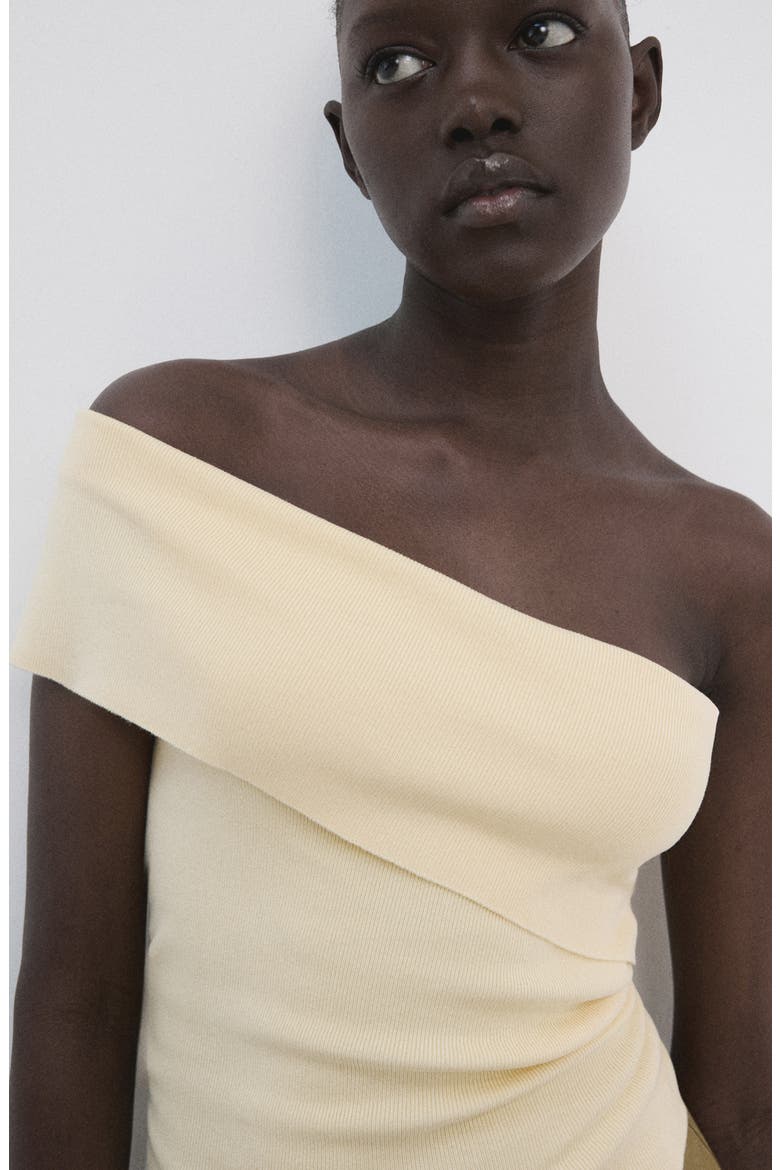 Off the Shoulder Rib Top, Alternate, color, VANILLA