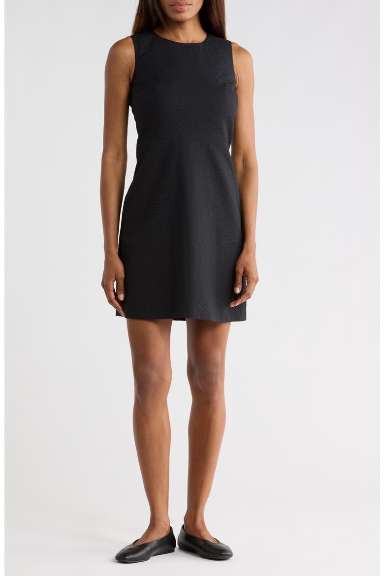 Ranied Seersucker Fit & Flare Dress, Main, color, BLACK