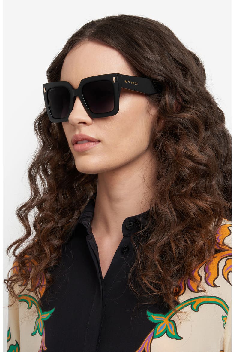 52mm Square Sunglasses, Alternate, color, BLACK/ DARK GREY SF