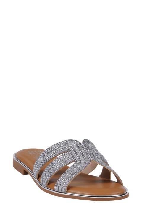 Clara Rhinestone Slide Sandal (Women)
