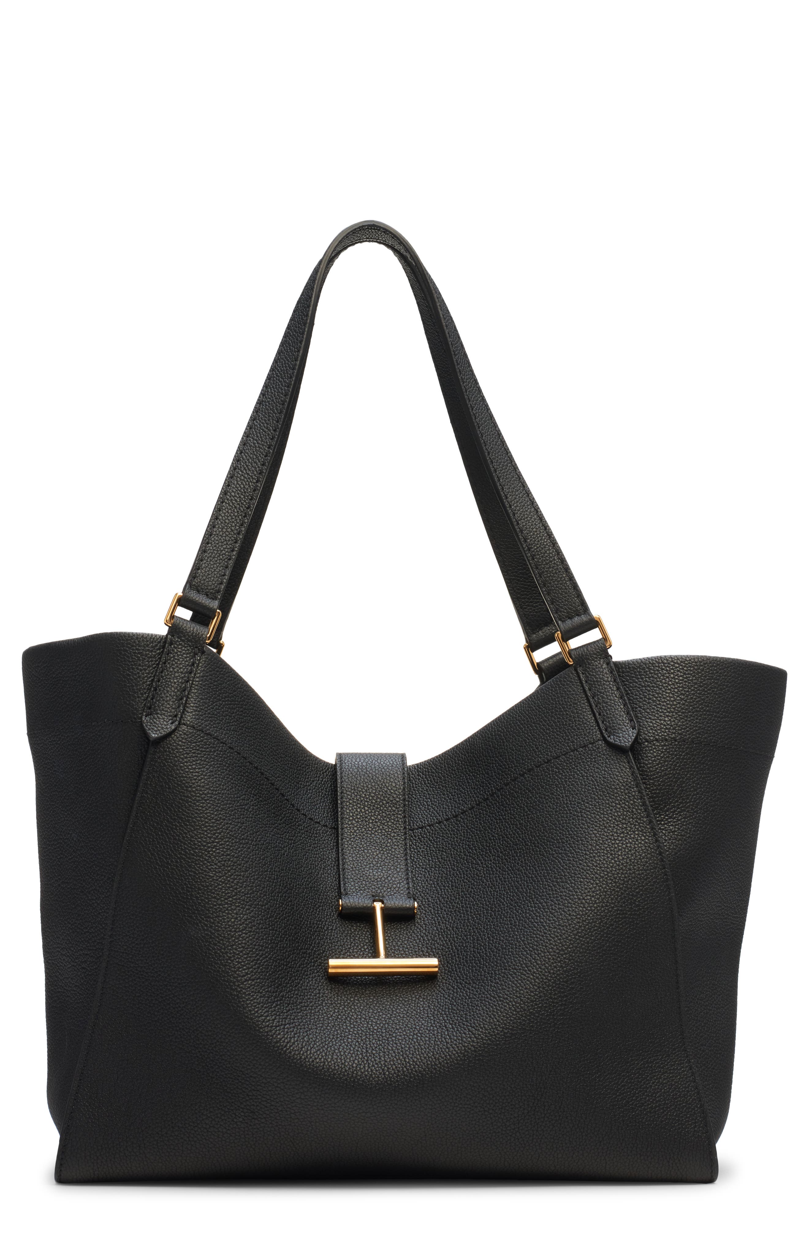 TOM FORD Large Tara Leather Tote, Main, color, 