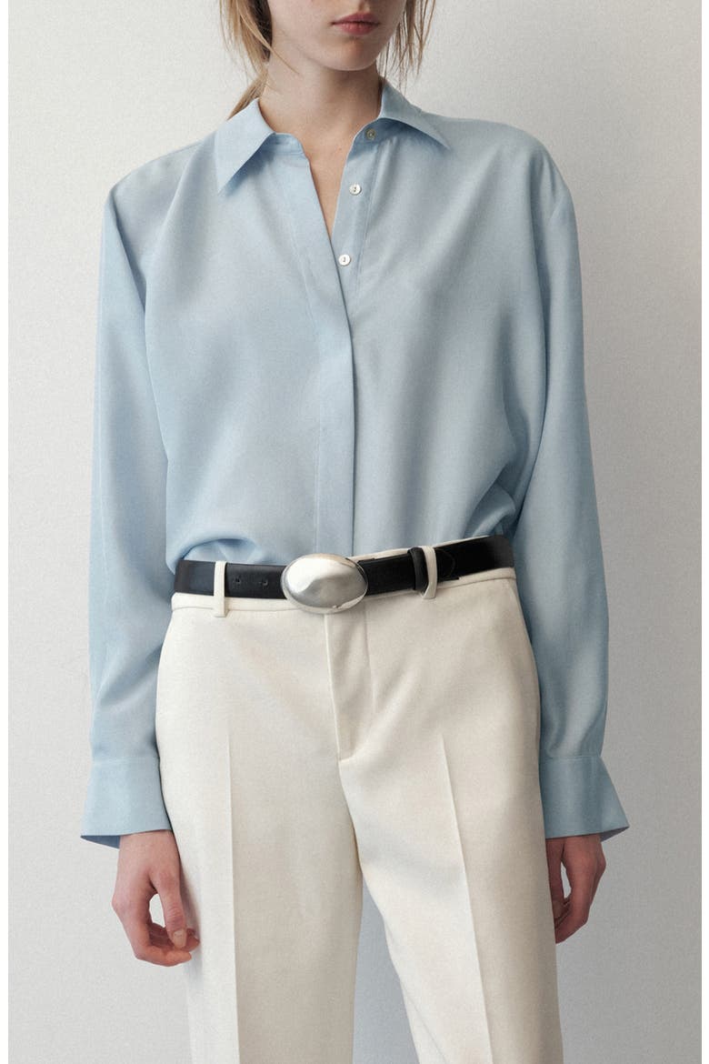 Oversized Silk Shirt, Main, color, SKY BLUE