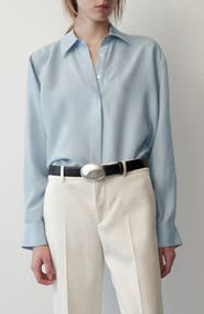MANGO Oversized Silk Shirt
