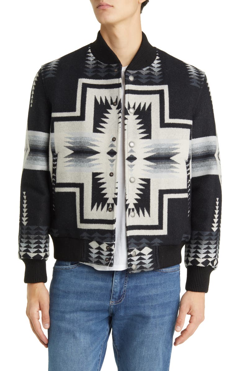Pendleton Gorge Wool & Cotton Snap-Up Bomber Jacket, Main, color,