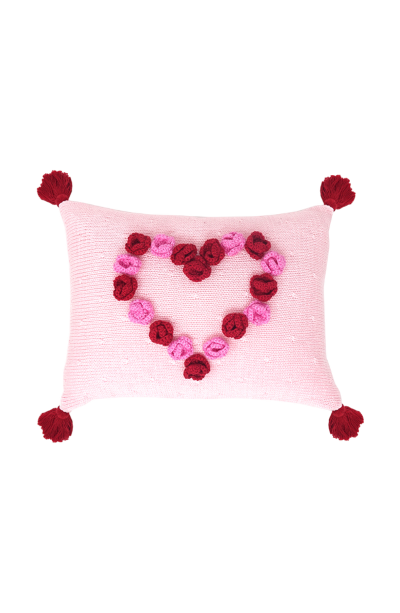 Melange Collection Flower Heart Valentine Pillow, Main, color, Pink