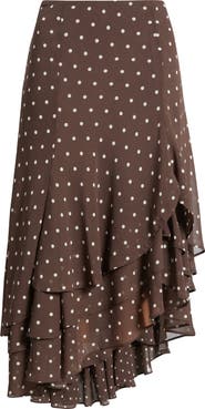 Open Edit Layered Asymmetric Chiffon Midi Skirt