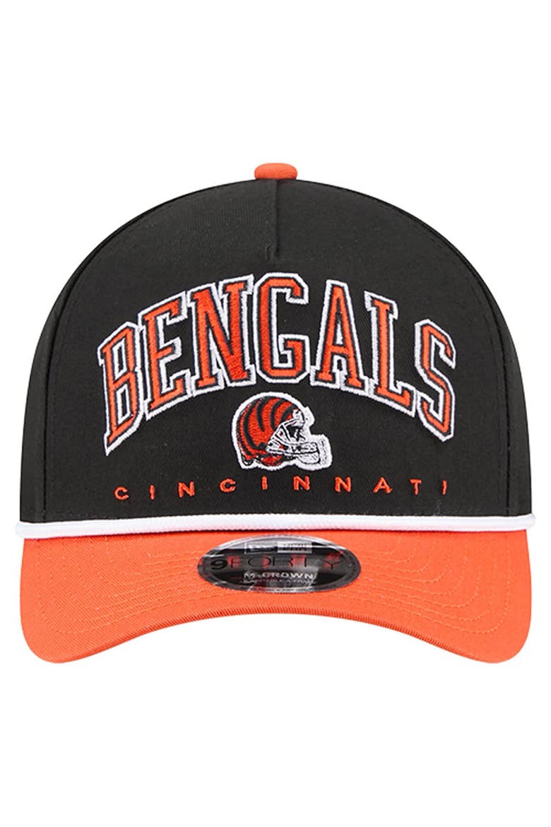 Men's New Era  Black Cincinnati Bengals  Arch COOLERA 9FORTY A-Frame M-Crown Adjustable Hat, Alternate, color, Black