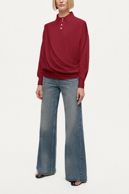 Nocturne Relaxed Polo Knit Sweater In Burgundy