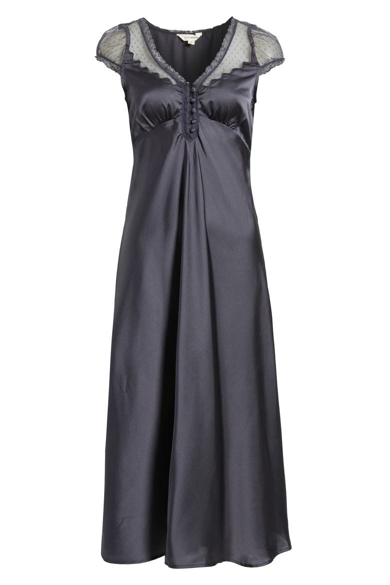 Satin & Lace Maxi Dress, Main, color, INDIA INK
