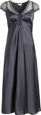 Lucky Brand Satin & Lace Maxi Dress